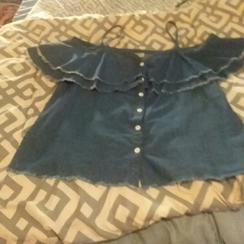 NWOT UMGEE DEMIM TOP, SIZE LARGE